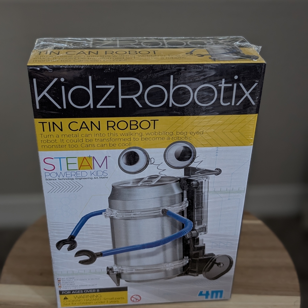 KidzRobotix Tin Can Robot- Steam - Blue and Silver